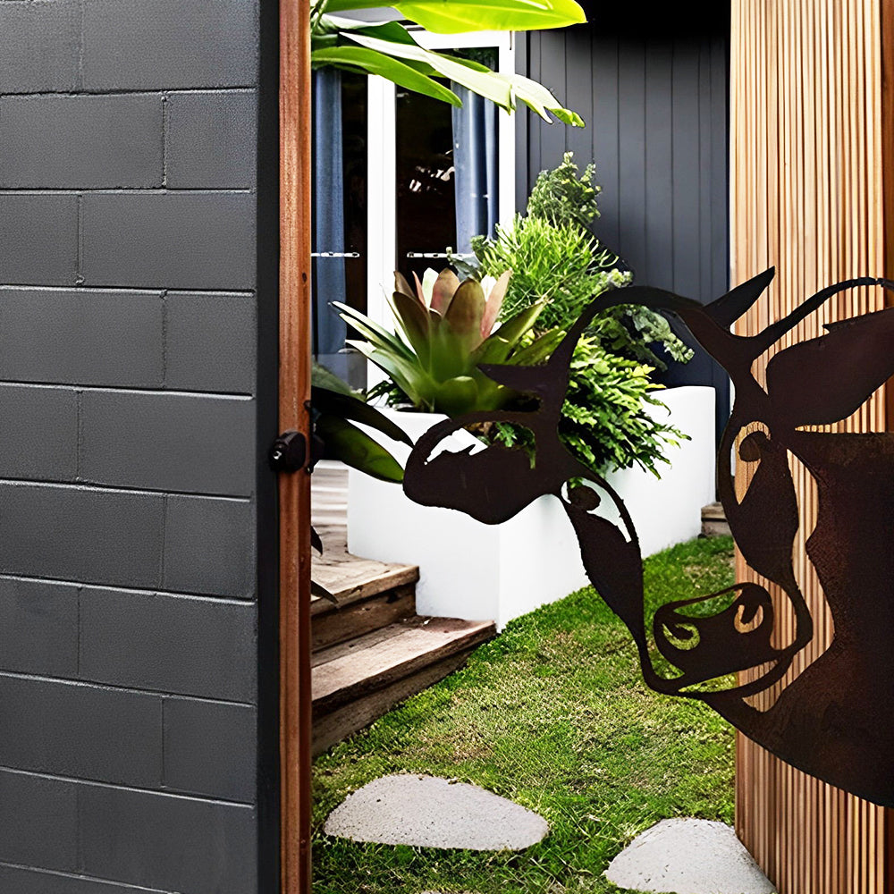 Cow Farm Peeping Animal Outdoor Metal Garden Art