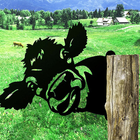 Cow Farm Peeping Animal Outdoor Metal Garden Art