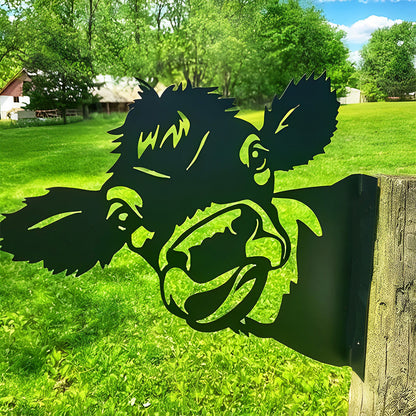 Cow Farm Peeping Animal Outdoor Metal Garden Art