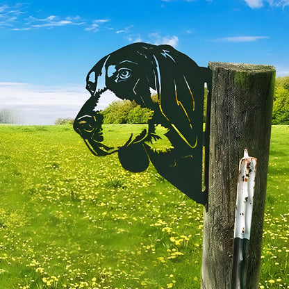 Dog Farm Peeping Animal Outdoor Metal Garden Art