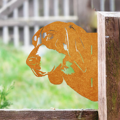 Dog Farm Peeping Animal Outdoor Metal Garden Art