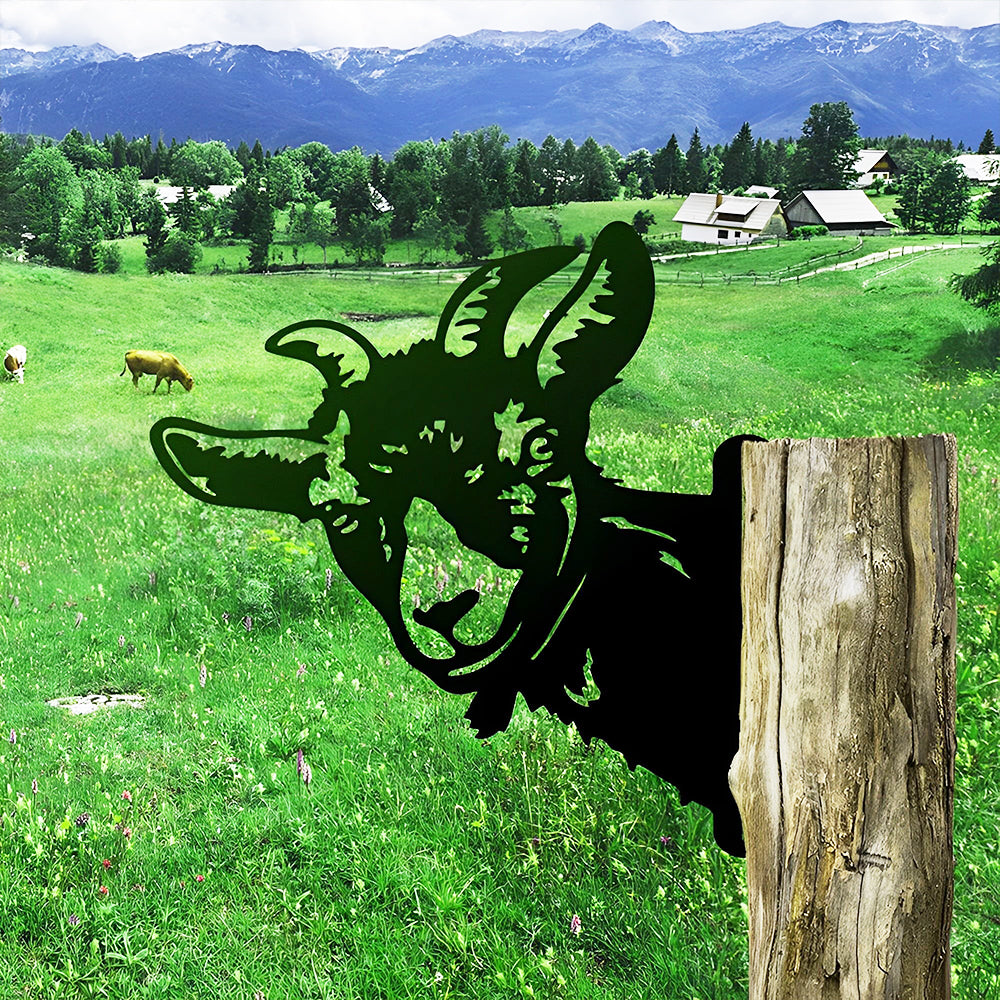 Goat Farm Peeping Animal Outdoor Metal Garden Art