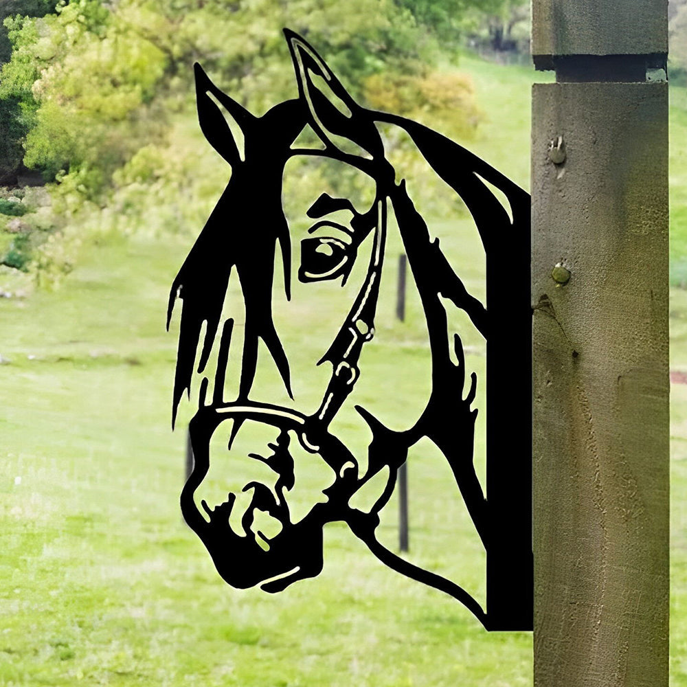 Horse Farm Peeping Animal Outdoor Metal Garden Art
