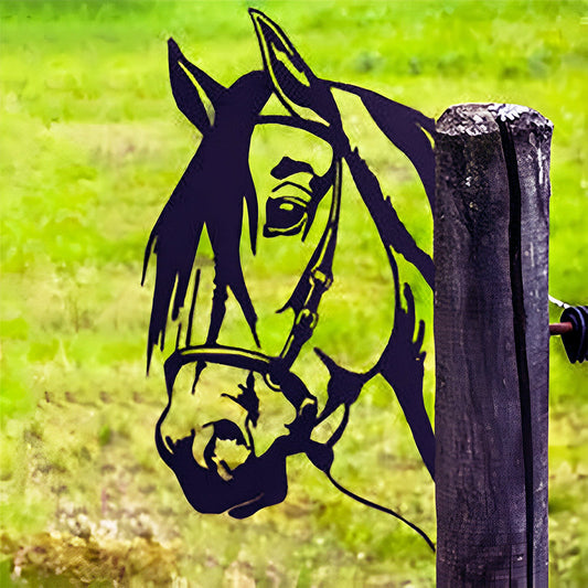 Horse Farm Peeping Animal Outdoor Metal Garden Art
