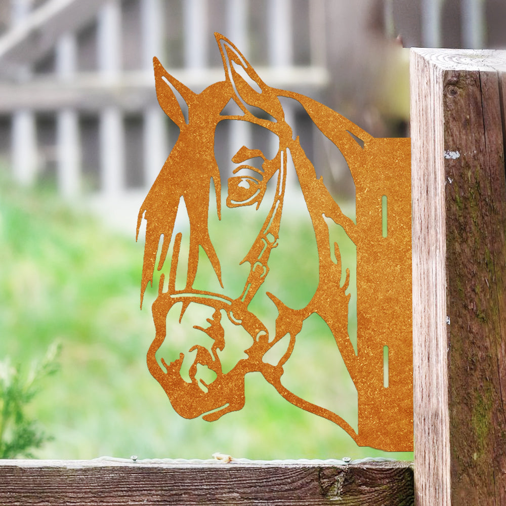 Horse Farm Peeping Animal Outdoor Metal Garden Art
