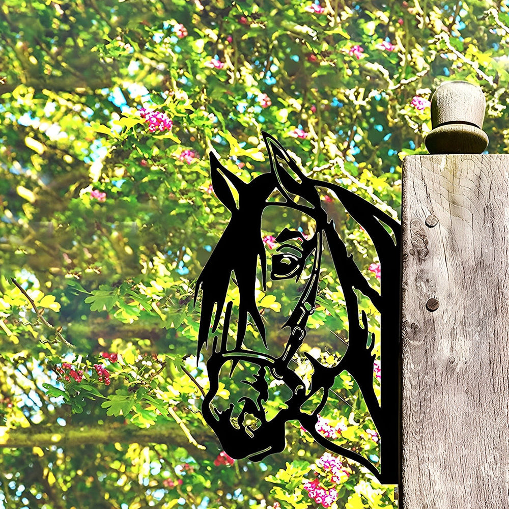 Horse Farm Peeping Animal Outdoor Metal Garden Art