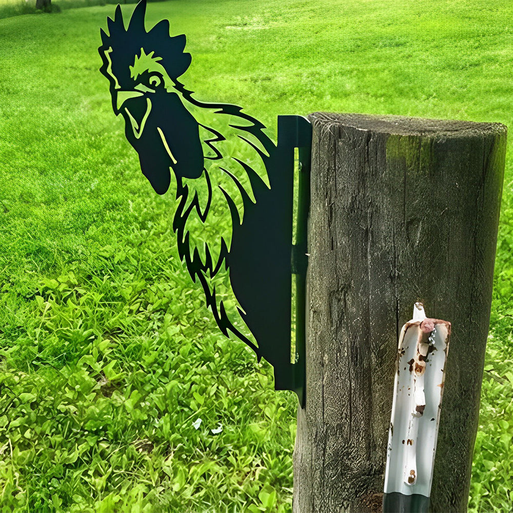 Rooster Farm Peeping Animal Outdoor Metal Garden Art