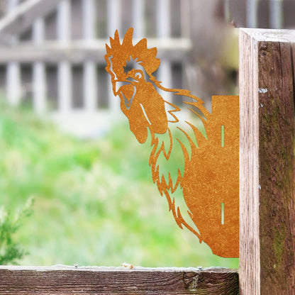 Rooster Farm Peeping Animal Outdoor Metal Garden Art