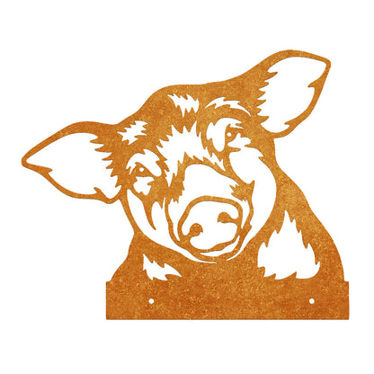 Pig Farm Peeping Animal Outdoor Metal Garden Art