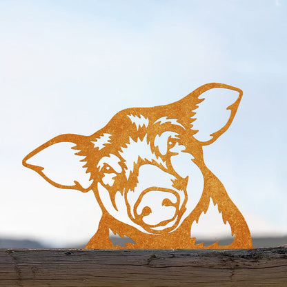 Pig Farm Peeping Animal Outdoor Metal Garden Art