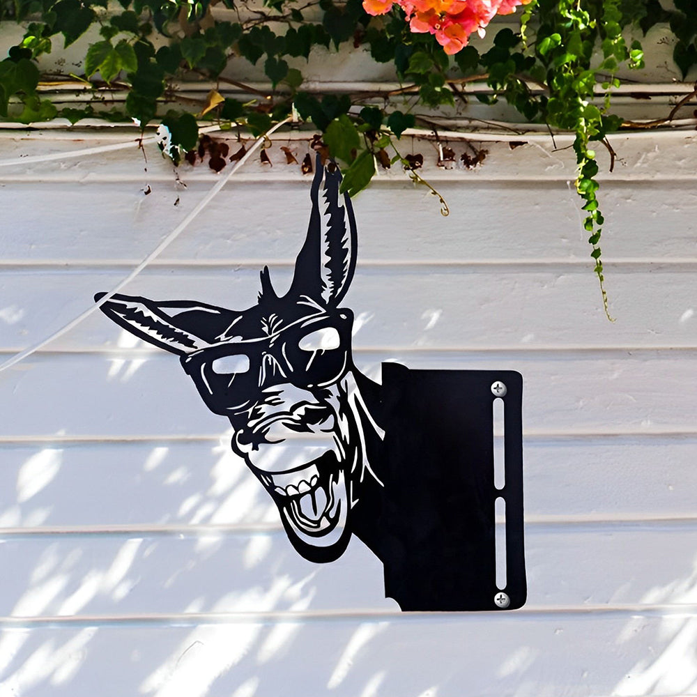 Donkey Farm Peeping Animal Outdoor Metal Garden Art