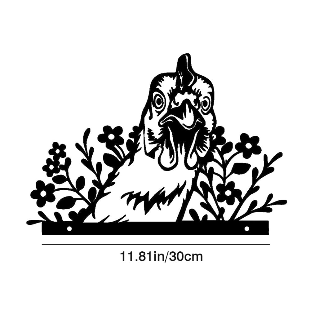 Chicken Farm Peeping Animal Outdoor Metal Garden Art