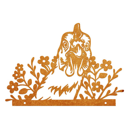 Chicken Farm Peeping Animal Outdoor Metal Garden Art