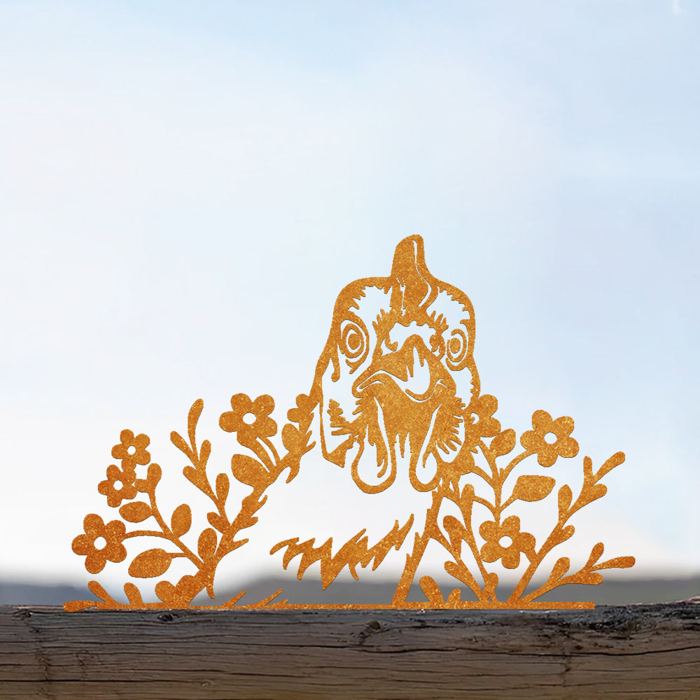 Chicken Farm Peeping Animal Outdoor Metal Garden Art