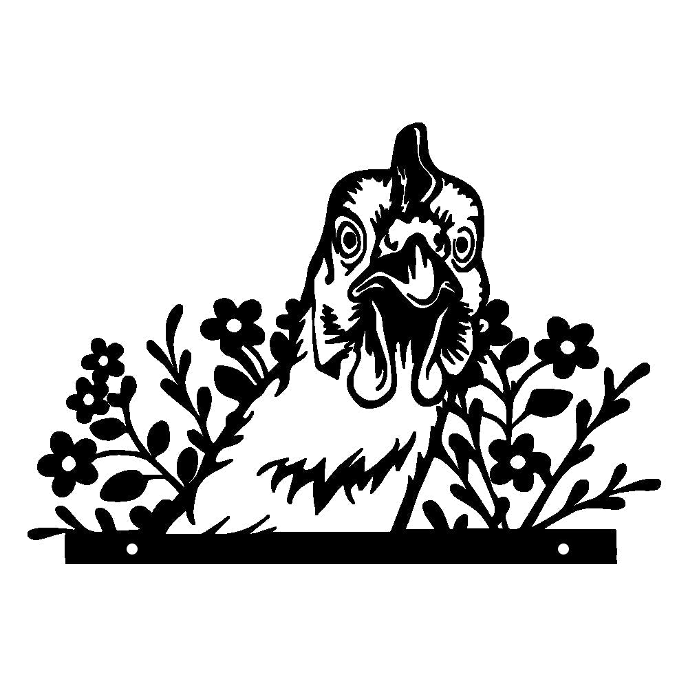 Chicken Farm Peeping Animal Outdoor Metal Garden Art