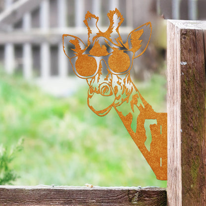 Giraffe Farm Peeping Animal Outdoor Metal Garden Art