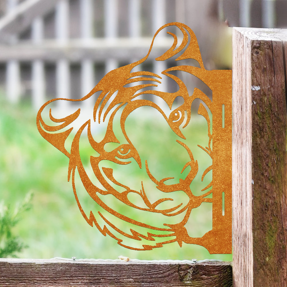 Tiger Farm Peeping Animal Outdoor Metal Garden Art