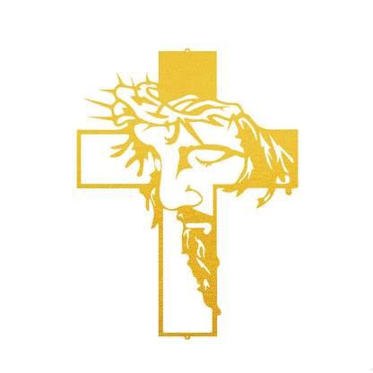 Jesus Cross Metal Sign Christ Wall Art Decor