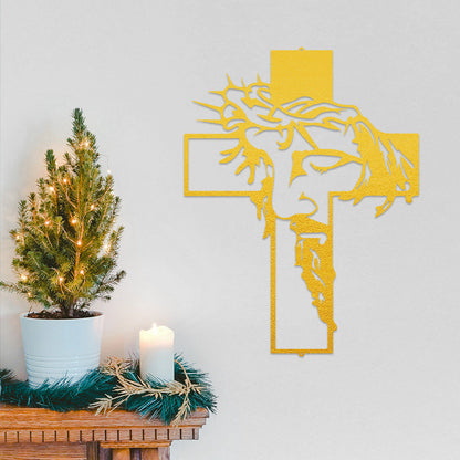 Jesus Cross Metal Sign Christ Wall Art Decor
