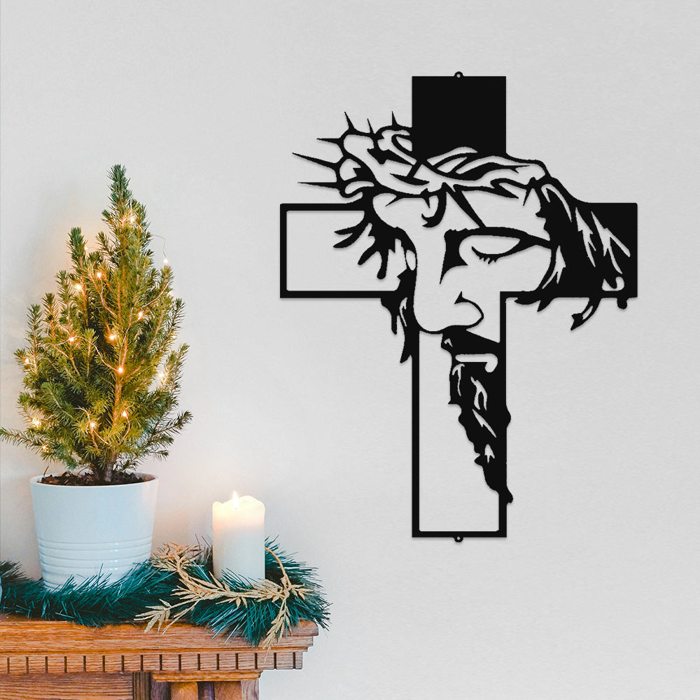 Jesus Cross Metal Sign Christ Wall Art Decor