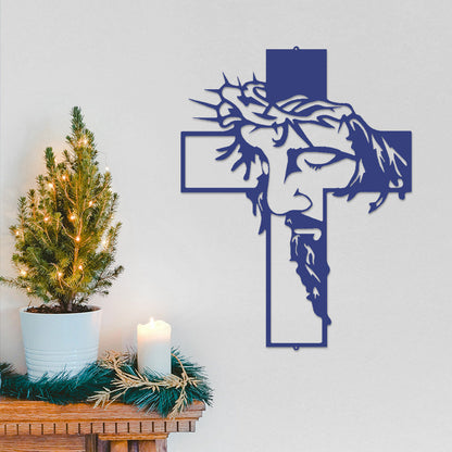 Jesus Cross Metal Sign Christ Wall Art Decor