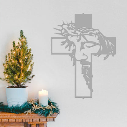 Jesus Cross Metal Sign Christ Wall Art Decor