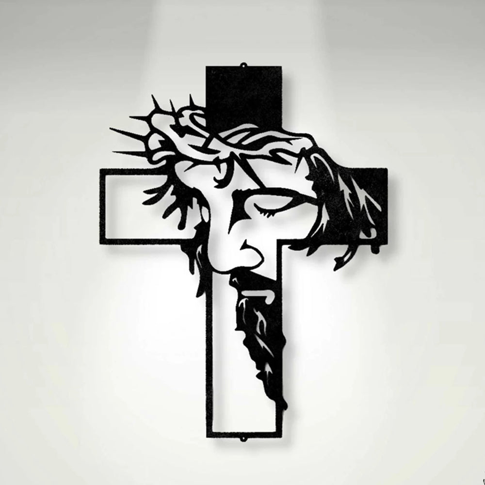 Jesus Cross Metal Sign Christ Wall Art Decor