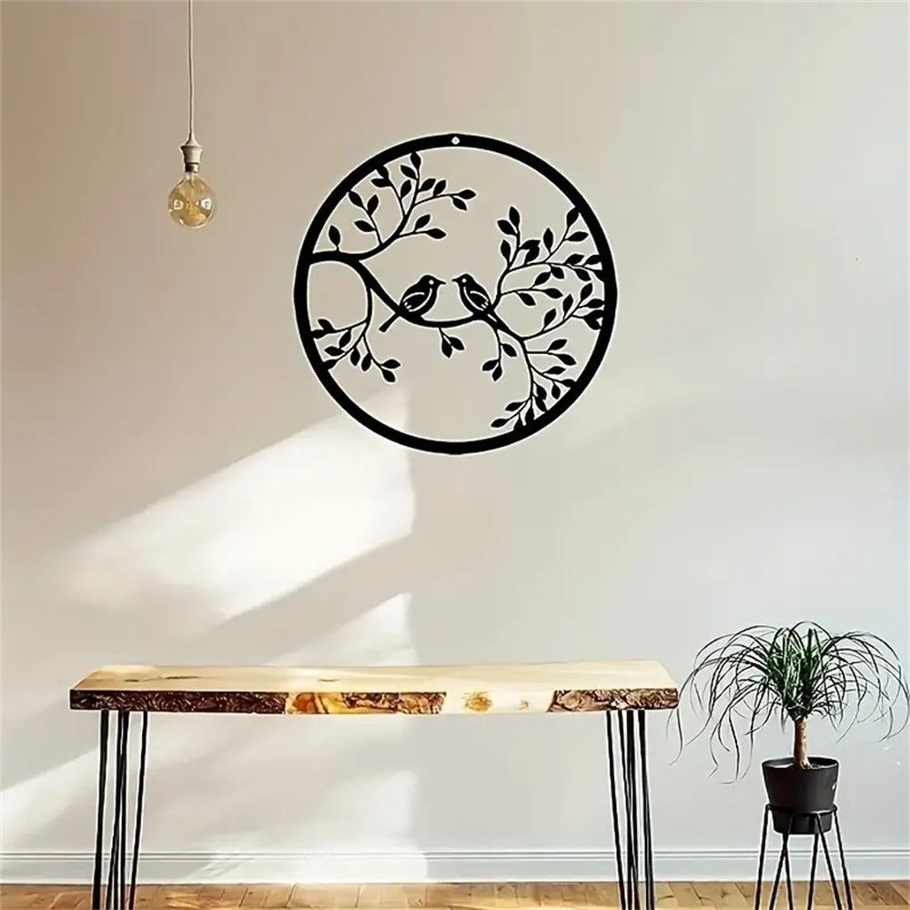 Metal Bird Art Wall Decoration Round Metal Bird Wall Sculpture