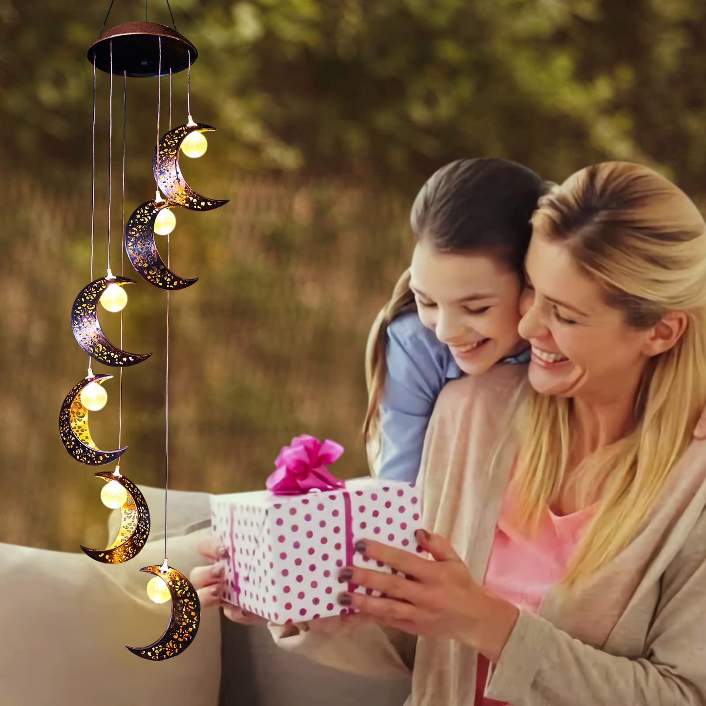 Solar Garden Light Moon Wind Chime Light