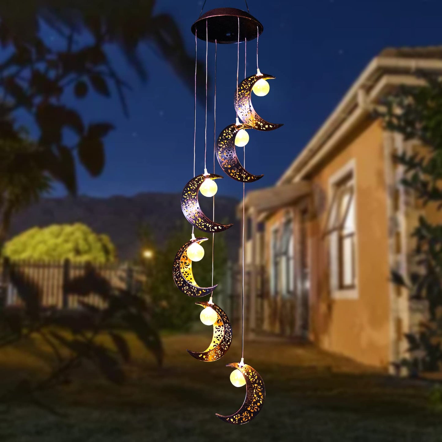 Solar Garden Light Moon Wind Chime Light
