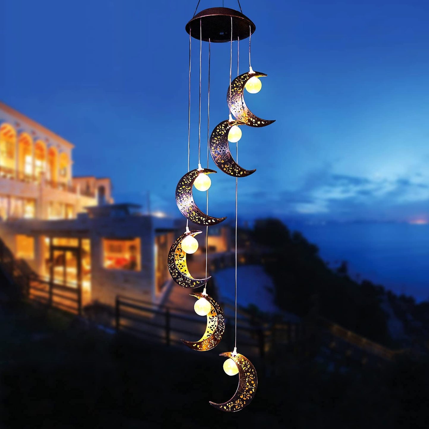 Solar Garden Light Moon Wind Chime Light