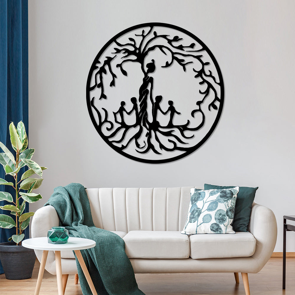 Tree of Life Mother and Children Metal Wall Art