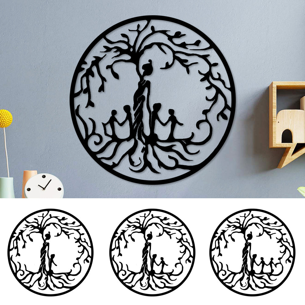 Tree of Life Mother and Children Metal Wall Art