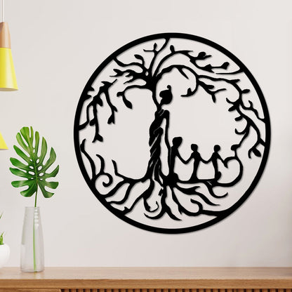Tree of Life Mother and Children Metal Wall Art