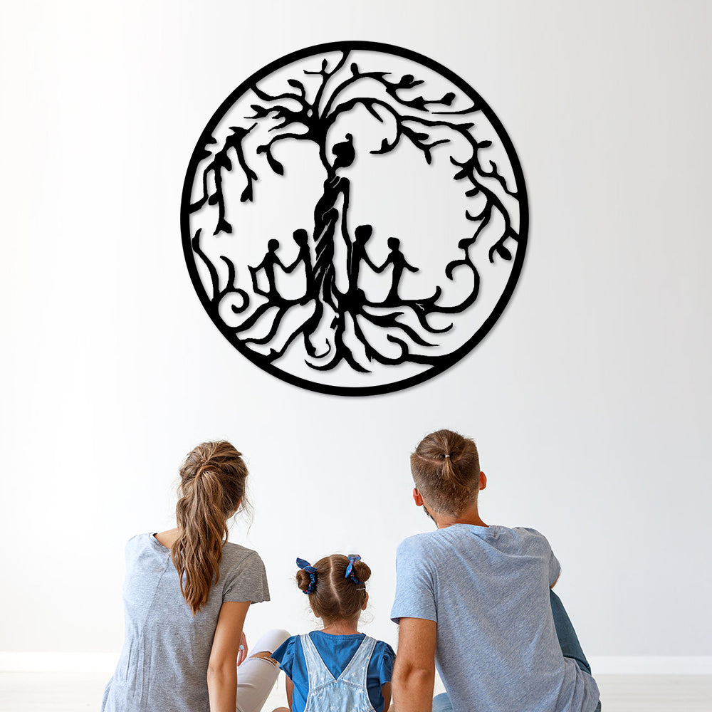 Tree of Life Mother and Children Metal Wall Art