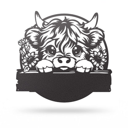 Baby Calf with Sunflowers Monogram Wall Decor
