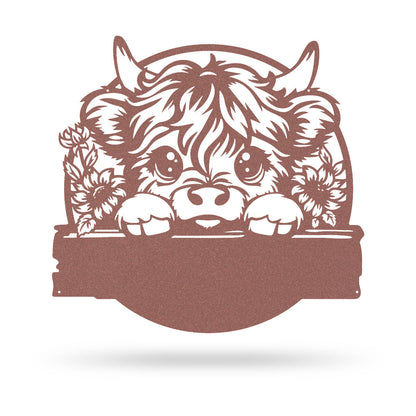 Baby Calf with Sunflowers Monogram Wall Decor