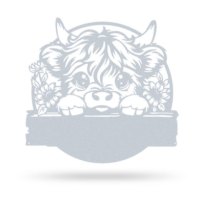 Baby Calf with Sunflowers Monogram Wall Decor