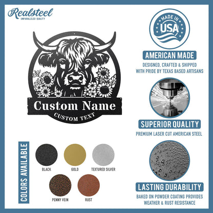 Cow Farm Monogram – Personalized Metal Sign for Farmhouse & Ranch Decor