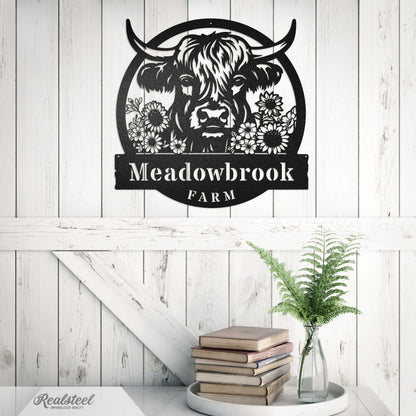 Cow Farm Monogram – Personalized Metal Sign for Farmhouse & Ranch Decor