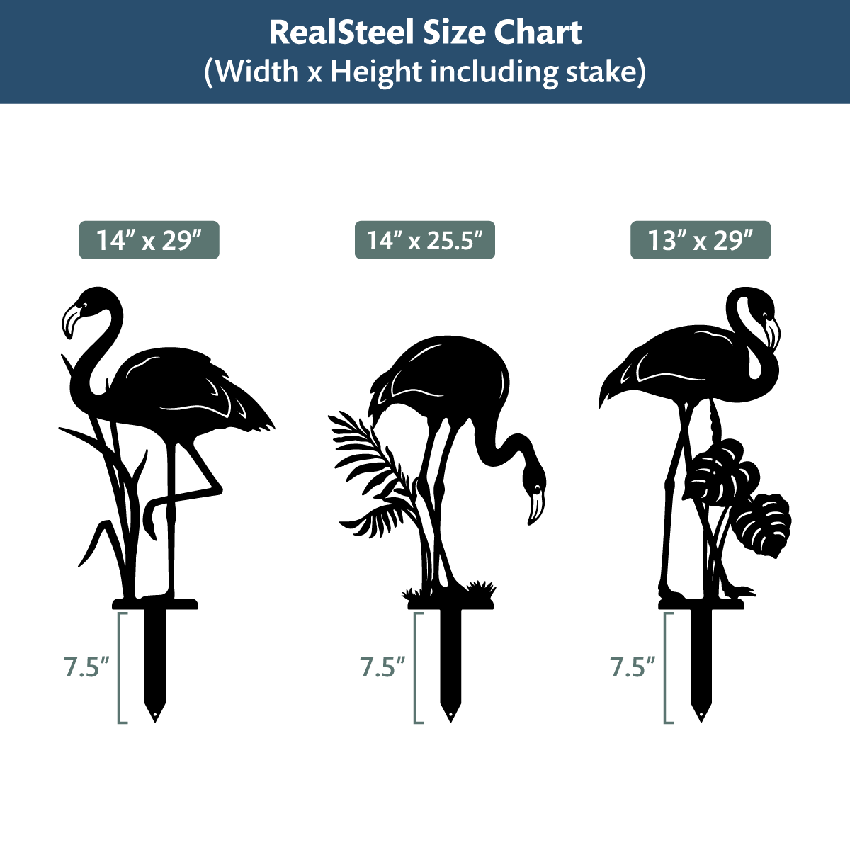 Garden Art - Flamingo 3 Pack