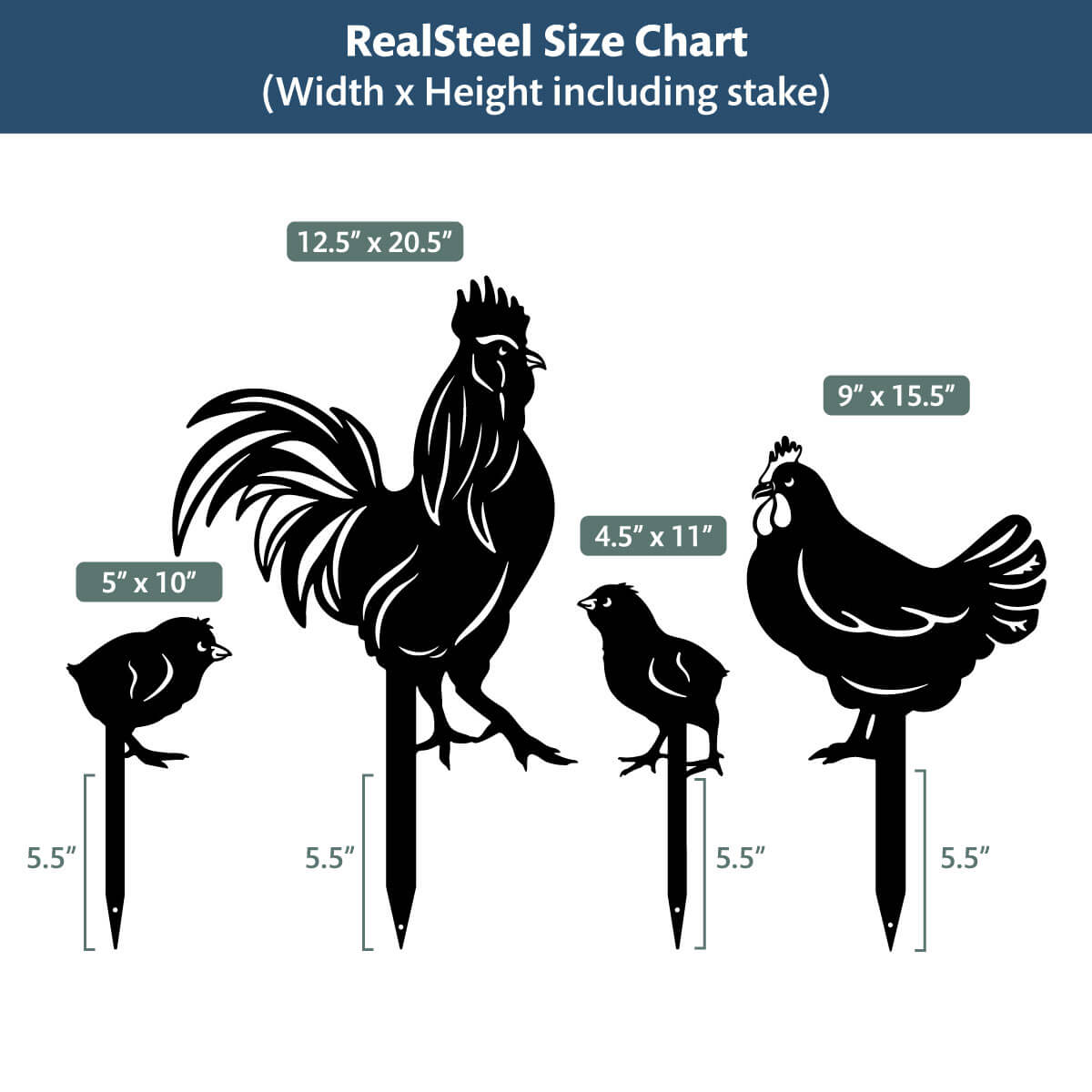 Garden Art - Chickens 4 Pack