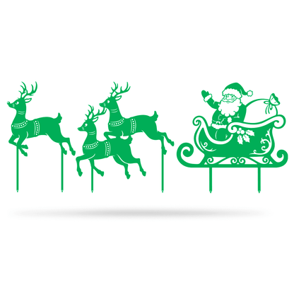 Garden Art - Santa Sleigh Set