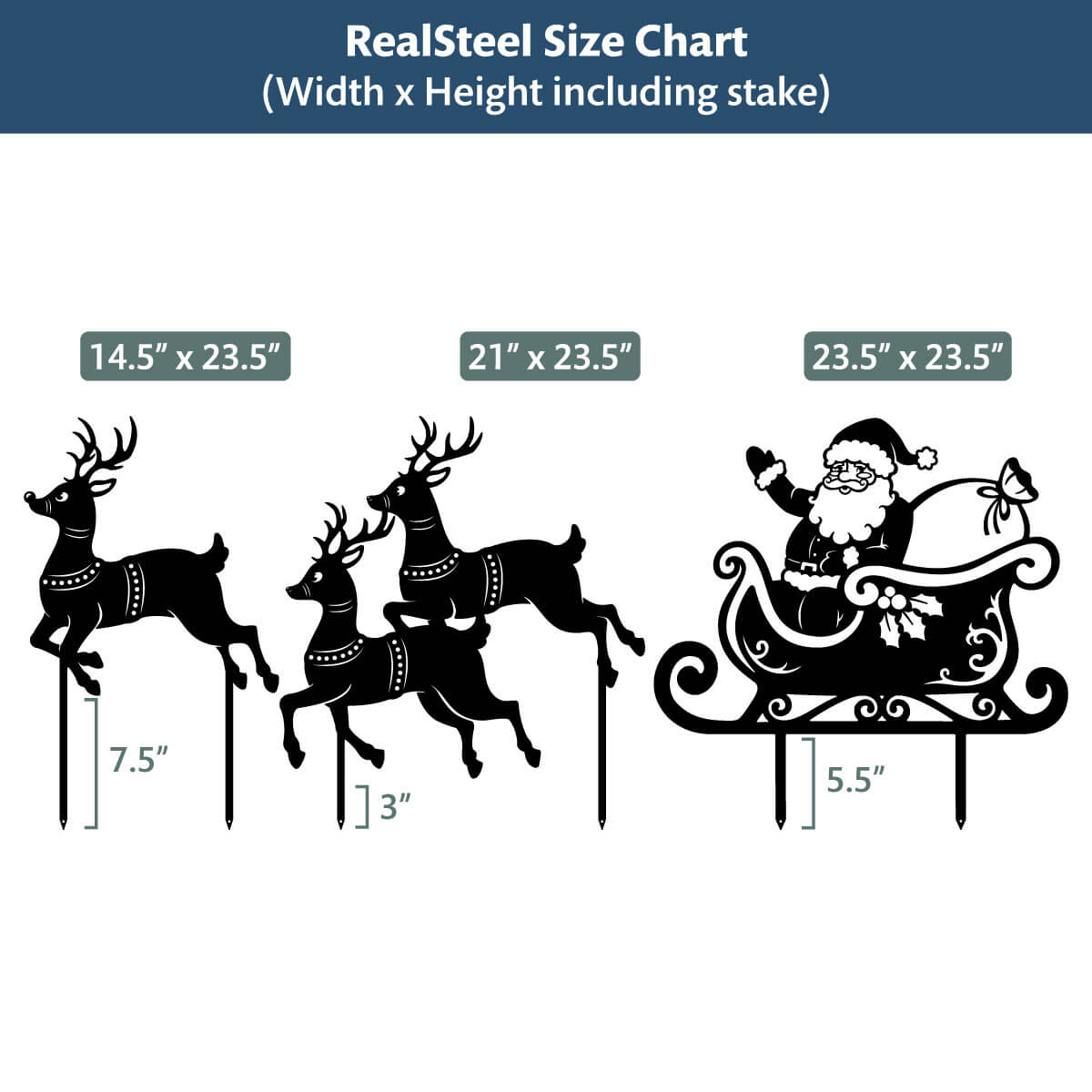 Garden Art - Santa Sleigh Set