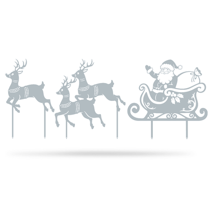 Garden Art - Santa Sleigh Set