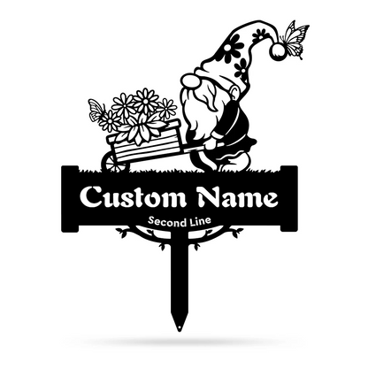 Garden Gnome Monogram Yard Sign