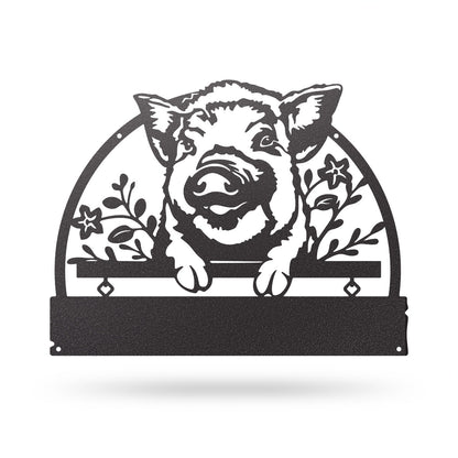 Lovely Piglet Monogram – Personalized Farm & Garden Metal Sign