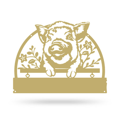 Lovely Piglet Monogram – Personalized Farm & Garden Metal Sign