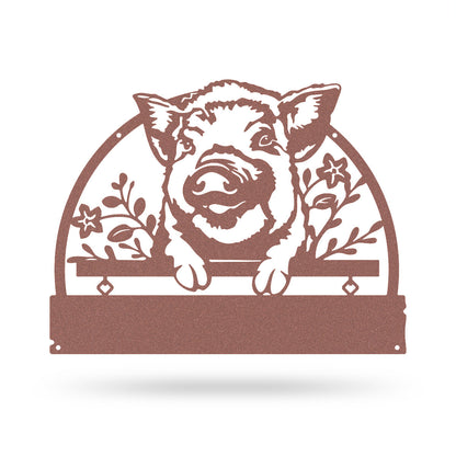 Lovely Piglet Monogram – Personalized Farm & Garden Metal Sign