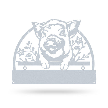 Lovely Piglet Monogram – Personalized Farm & Garden Metal Sign